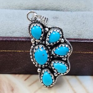Kingman Turquoise 1.25" 925 Sterling Silver Pendant (REXT167-15)