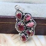 Red Rose Dahlia 1.25" 925 Sterling Silver Pendant (REXT167-10)