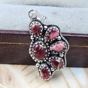Red Rose Dahlia 1.25" 925 Sterling Silver Pendant (REXT167-10)