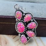 Hot Pink Aurora Opal 1.25" 925 Sterling Silver Pendant (REXT167-11)