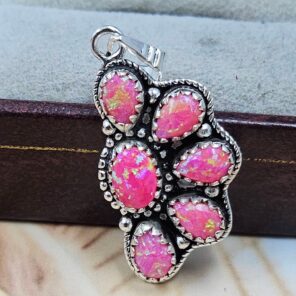 Hot Pink Aurora Opal 1.25" 925 Sterling Silver Pendant (REXT167-11)