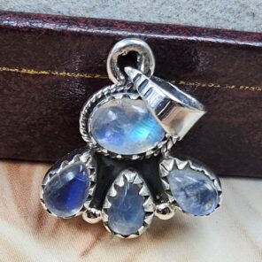 Rainbow Moonstone 1" 925 Sterling Silver Pendant (REXT167-6)