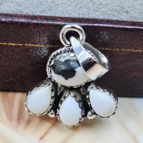 White Buffalo Turquoise 1" 925 Sterling Silver Pendant (REXT167-8)