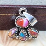 Pink Dahlia Turquoise 1" 925 Sterling Silver Pendant (REXT167-3)