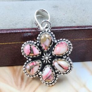 Red Rose Dahlia 1" 925 Sterling Silver Pendant (REXT167-36)