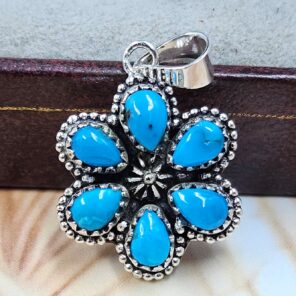 Kingman Turquoise 1" 925 Sterling Silver Pendant (REXT167-37)
