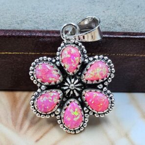 Hot Pink Aurora Opal 1" 925 Sterling Silver Pendant (REXT167-40)