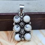 White Buffalo Turquoise 1" 925 Sterling Silver Pendant (REXT167-20)