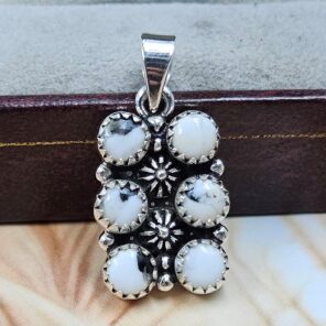 White Buffalo Turquoise 1" 925 Sterling Silver Pendant (REXT167-20)