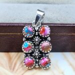 Pink Dahlia Turquoise 1" 925 Sterling Silver Pendant (REXT167-25)