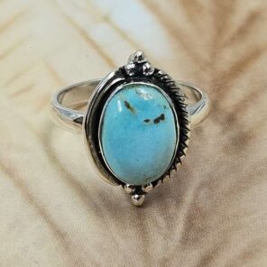 White Water Turquoise Size US 6 925 Sterling Silver Ring (REXT8-269)