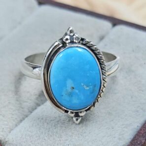 White Water Turquoise Size US 7 925 Sterling Silver Ring (REXT8-272)