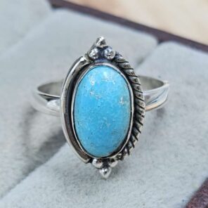 White Water Turquoise Size US 6 925 Sterling Silver Ring (REXT8-270)