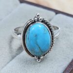 White Water Turquoise Size US 7 925 Sterling Silver Ring (REXT8-274)