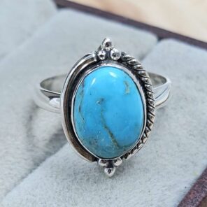 White Water Turquoise Size US 7 925 Sterling Silver Ring (REXT8-274)