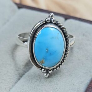 White Water Turquoise Size US 7 925 Sterling Silver Ring (REXT8-275)