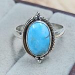White Water Turquoise Size US 8 925 Sterling Silver Ring (REXT8-280)