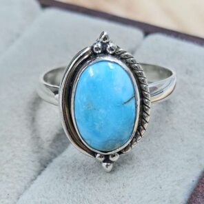White Water Turquoise Size US 8 925 Sterling Silver Ring (REXT8-280)