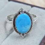 White Water Turquoise Size US 8 925 Sterling Silver Ring (REXT8-279)
