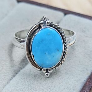 White Water Turquoise Size US 8 925 Sterling Silver Ring (REXT8-279)