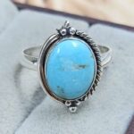 White Water Turquoise Size US 8 925 Sterling Silver Ring (REXT8-278)
