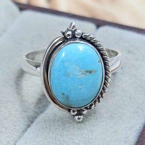 White Water Turquoise Size US 8 925 Sterling Silver Ring (REXT8-278)