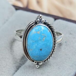 White Water Turquoise Size US 7 925 Sterling Silver Ring (REXT8-273)