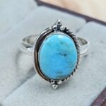 White Water Turquoise Size US 8 925 Sterling Silver Ring (REXT8-276)