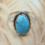 White Water Turquoise Size US 8 925 Sterling Silver Ring (REXT8-277)