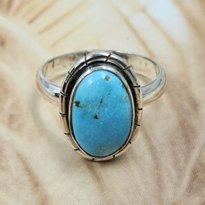 White Water Turquoise Size US 8 925 Sterling Silver Ring (REXT8-277)