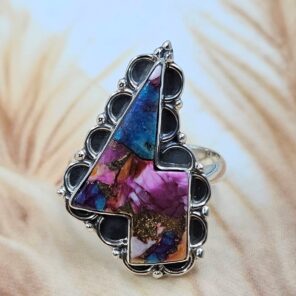 Pink Dahlia Turquoise 925 Sterling Silver Ring (RS9-336)