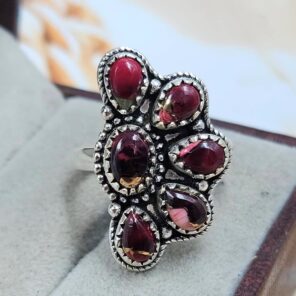 Red Rose Dahlia 925 Sterling Silver Ring (REXT168-28)