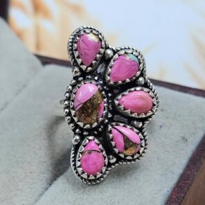 Cotton Candy Turquoise 925 Sterling Silver Ring (REXT168-30)