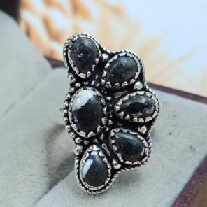 White Buffalo Turquoise 925 Sterling Silver Ring (REXT168-31)