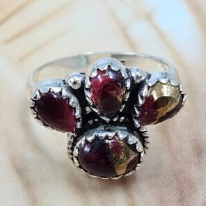 Red Rose Dahlia 925 Sterling Silver Ring (REXT169-19)