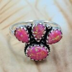 Hot Pink Aurora Opal 925 Sterling Silver Ring (REXT169-20)