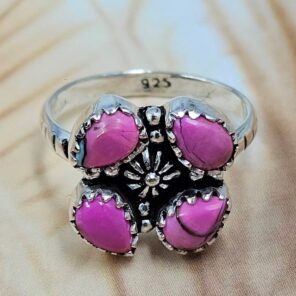 Cotton Candy Turquoise 925 Sterling Silver Ring (REXT169-10)