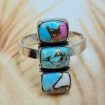 Cotton Candy Turquoise 925 Sterling Silver Ring (REXT168-12)