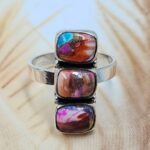 Pink Dahlia Turquoise 925 Sterling Silver Ring (REXT168-14)