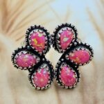 Hot Pink Aurora Opal 925 Sterling Silver Ring (REXT168-37)