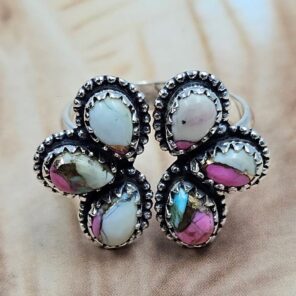Cotton Candy Turquoise 925 Sterling Silver Ring (REXT168-36)