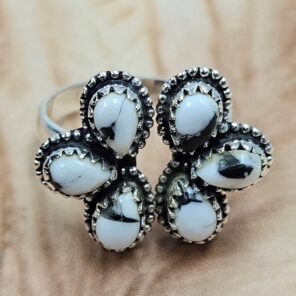 White Buffalo Turquoise 925 Sterling Silver Ring (REXT168-34)