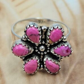 Cotton Candy Turquoise 1.25" 925 Sterling Silver Ring (REXT168-2)