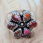 Pink Dahlia Turquoise 925 Sterling Silver Ring (REXT168-5)