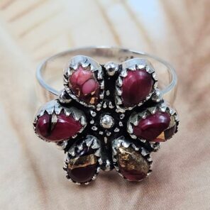 Red Rose Dahlia 925 Sterling Silver Ring (REXT168-6)