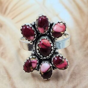 Red Rose Dahlia 925 Sterling Silver Ring (REXT168-18)