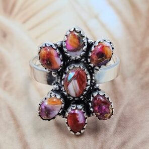 Pink Dahlia Turquoise 925 Sterling Silver Ring (REXT168-20)