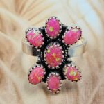 Hot Pink Aurora Opal 925 Sterling Silver Ring (REXT168-17)