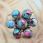 Cotton Candy Turquoise 925 Sterling Silver Ring (REXT168-10)