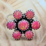 Hot Pink Aurora Opal 925 Sterling Silver Ring (REXT168-7)